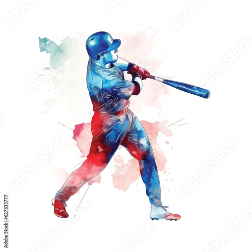 Baseball player watercolor paint  © Florin
