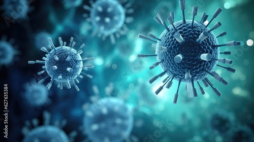 3d illustration of a virus, Medicine concept,virus under a microscope,Generative AI