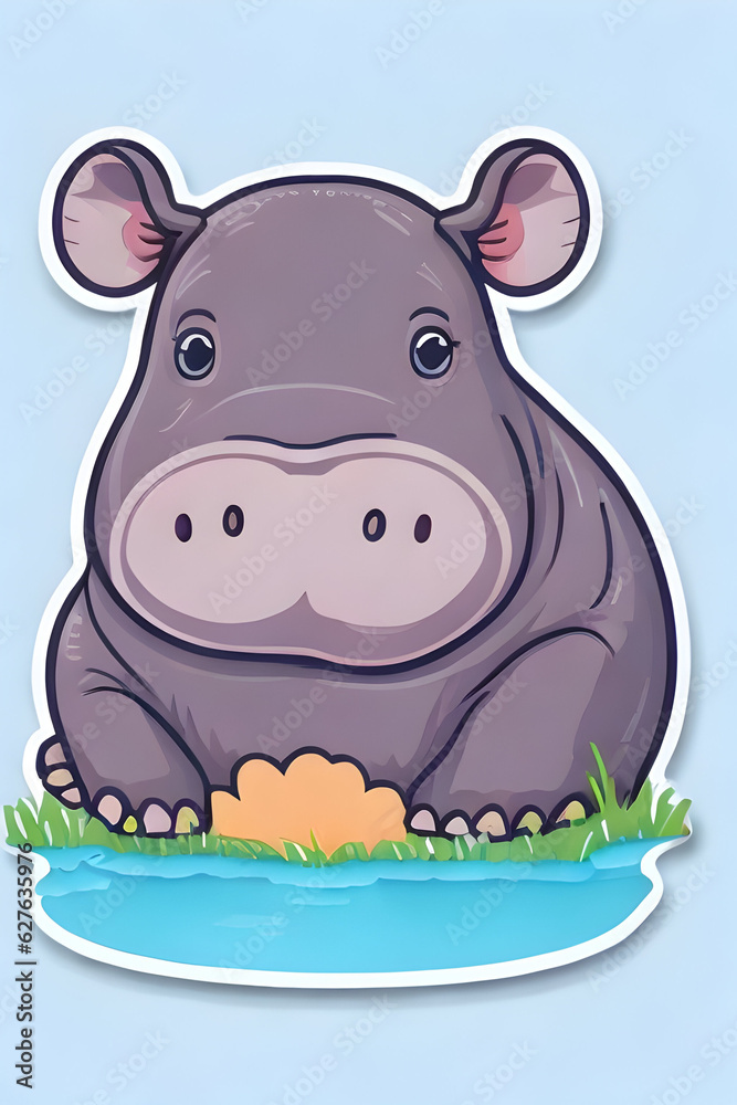 Fototapeta premium A Cute Hippo Sticker