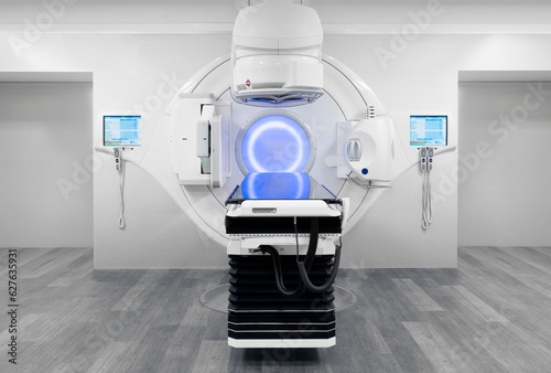 Cancer therapy, advanced medical linear accelerator in the therapeutic radiation oncology to treat patients with device. radiation oncology therapy device