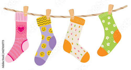socks on a clothesline