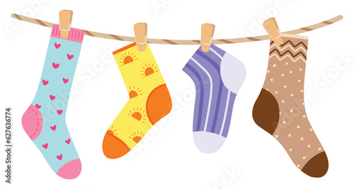 socks on a clothesline