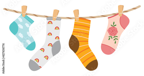 socks on a clothesline