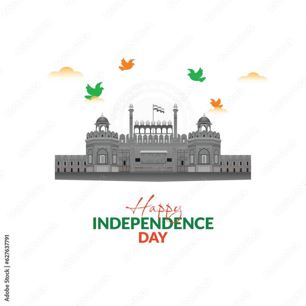 India 15 august independence day orange and green white background 2023 social media post or banner and poster design vector file 