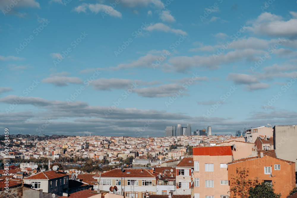 Beautiful cityscape with tiled roofs of Istanbul, Turkey.