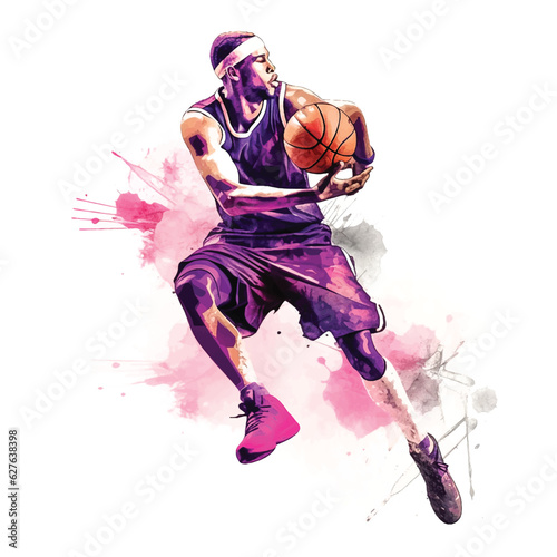  A man playing BasketBall watercolor paint 