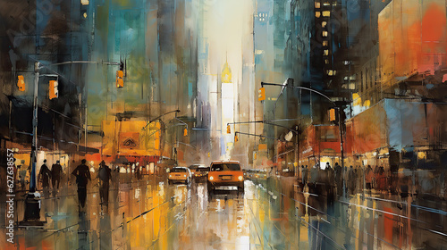 Obraz na plátně Manhattan, yellow cabs