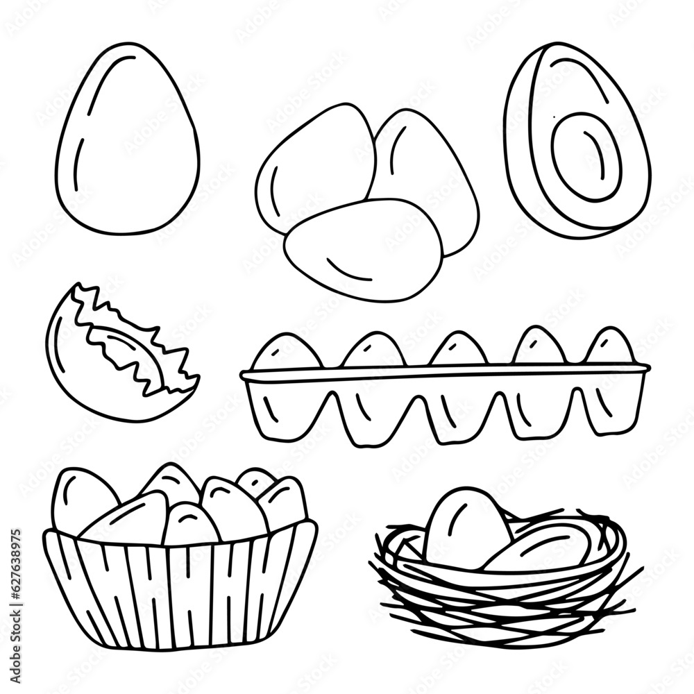 Eggs vector illustration set. Hand drawn, doodle Eggs vector illustration set. Hand drawn, doodle