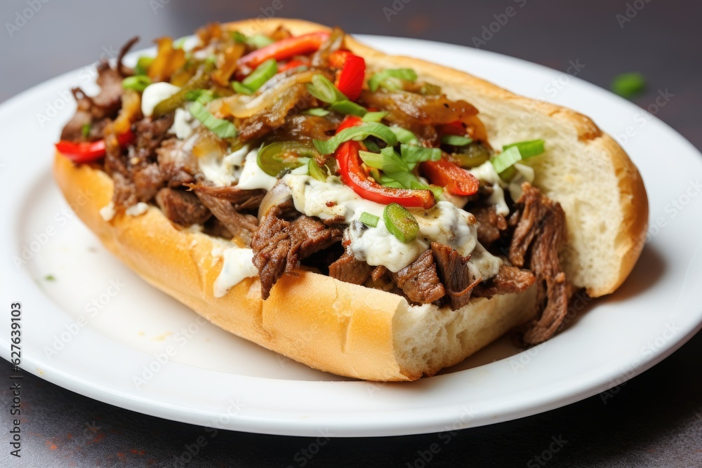 Delicious Philadelphia Cheesesteak. Generative AI Delicious Philadelphia Cheesesteak. Generative AI