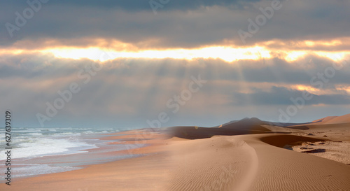 Namib desert with Atlantic ocean meets near Skeleton coast -  Namibia  South Africa