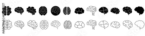 Brain icon vector set. Think illustration sign collection. Creative thinking symbol. Thoughts logo.