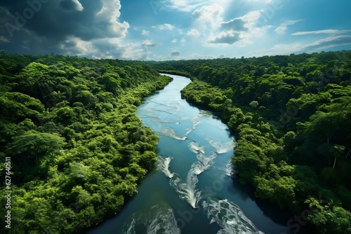 Lush Greenery A Drone Photo of the Jungle. Generative AI