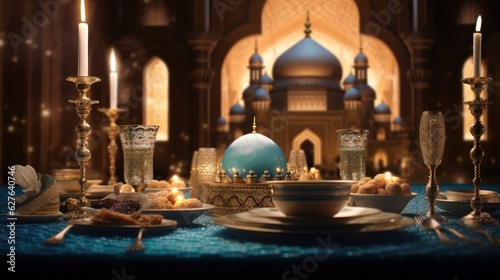 Ramadan Festive, invitation for Muslim holy month Ramadan Kareem. Generative Ai