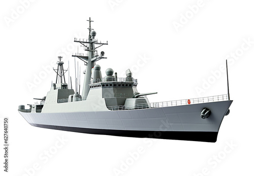Realistic modern warship (PNG) on transparent background