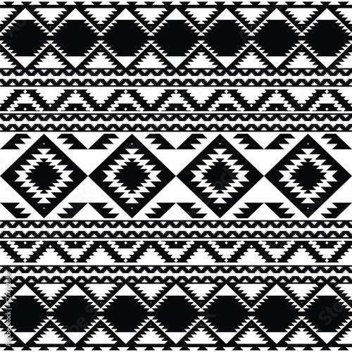 Wallpaper Mural Ethnic tribes. black and white color tribal Navajo vector seamless pattern. aztec fancy abstract geometric art print. ethnic hipster backdrop. Wallpaper, cloth design, fabric, paper, cover, Torontodigital.ca
