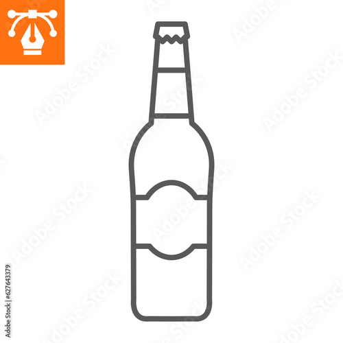 Bottled beer line icon, outline style icon for web site or mobile app, oktoberfest and alcohol, glass bottle vector icon, simple vector illustration, vector graphics with editable strokes.