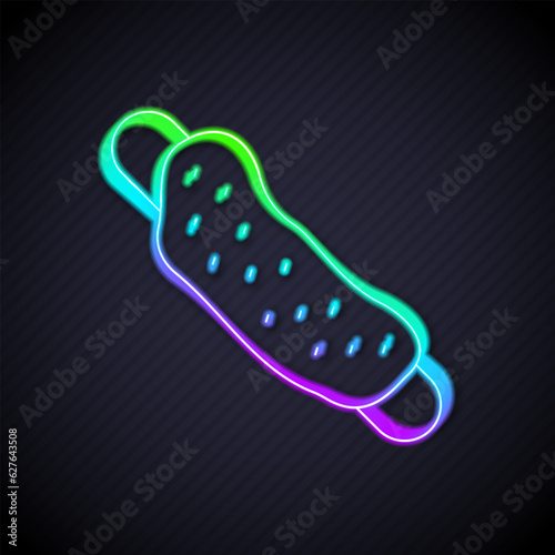 Glowing neon line Washcloth icon isolated on black background. Bath house sauna washcloth sign. Item for pleasure and relaxing. Vector