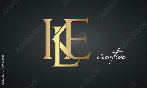 luxury letters KLE golden logo icon premium monogram, creative royal logo design photo