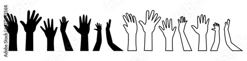 Raised hands icon vector. Hands up illustration sign. palm symbol or logo.