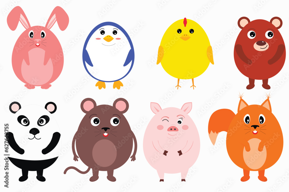 Set of cute cartoon animals Set of cute cartoon animals