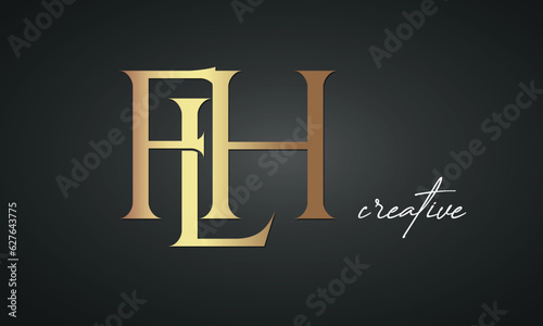 luxury letters FLH golden logo icon premium monogram, creative royal logo design photo