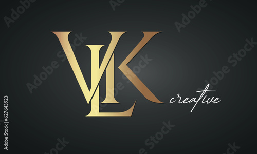 luxury letters VLK golden logo icon premium monogram, creative royal logo design