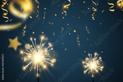 Vector illustration of sparklers on a transparent background.	

