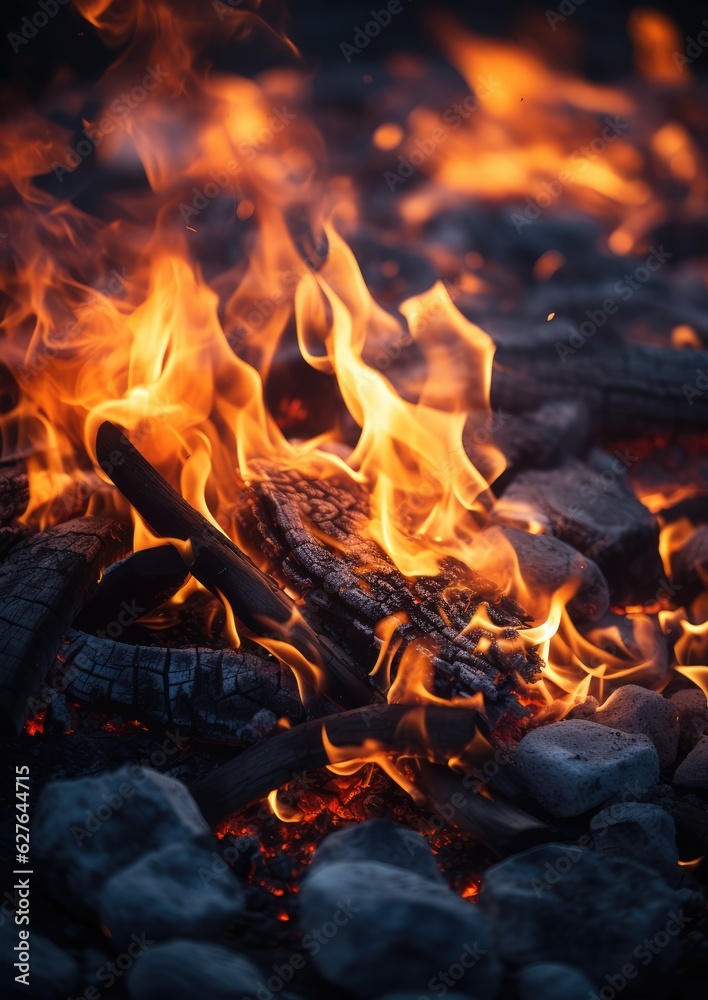 Burning coal creates glowing fire, detailed green natural energy. Generative Ai. Burning coal creates glowing fire, detailed green natural energy. Generative Ai.