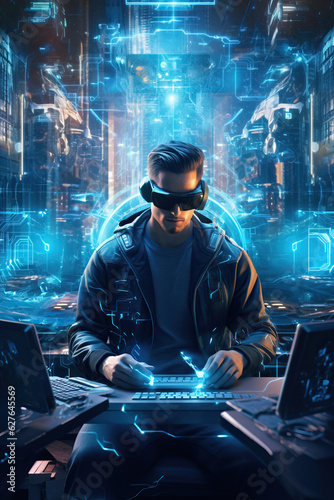 Cyberpunk Hacker created with GenAI