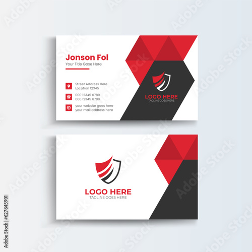 Security Service Business Card Design, Modern simple orange business card template, Security Guard, cctv camera, technology service,