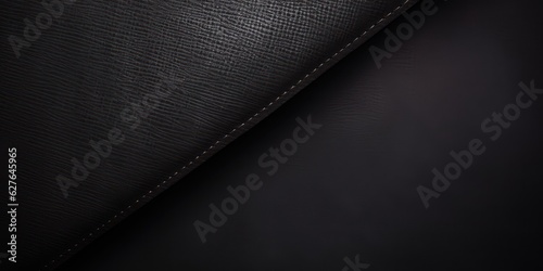 A beautiful black background with a textured rough fabric or leather corner