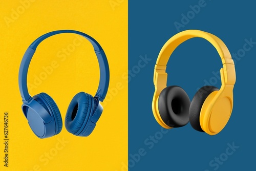 headphones on a blue background