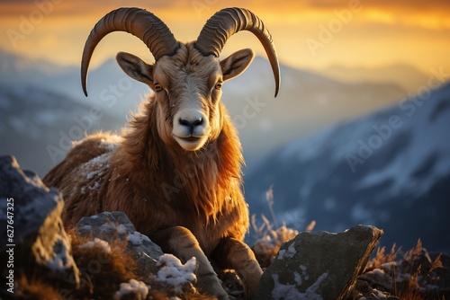 Swiss Ibex Captivating Wildlife Portrait. Generative AI