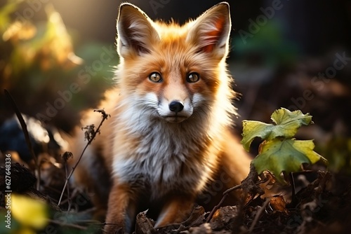 Red Fox Hunting Wildlife Scene. Generative AI