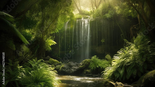 Awe-inspiring Waterfall and Green Foliage