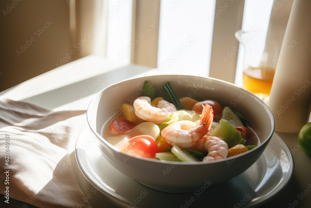 Mouthwatering Shrimp showcased in a Brightly Lit Dining Area