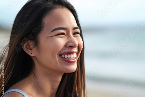 Beautiful Filipina woman on the beach