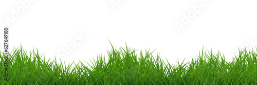Green uneven grass wide repeat border isolated. Vector