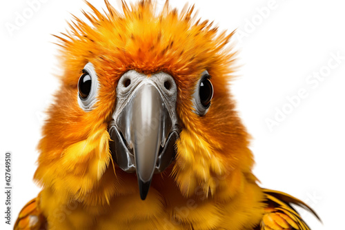Parrot Face Shot Isolated on PNG Background. Generative AI photo