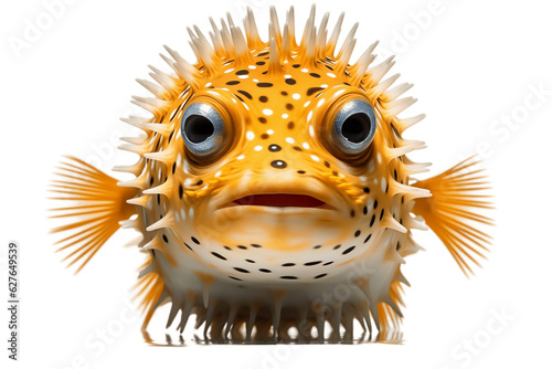 Puffer Fish Staring Transparent Background. Generative AI