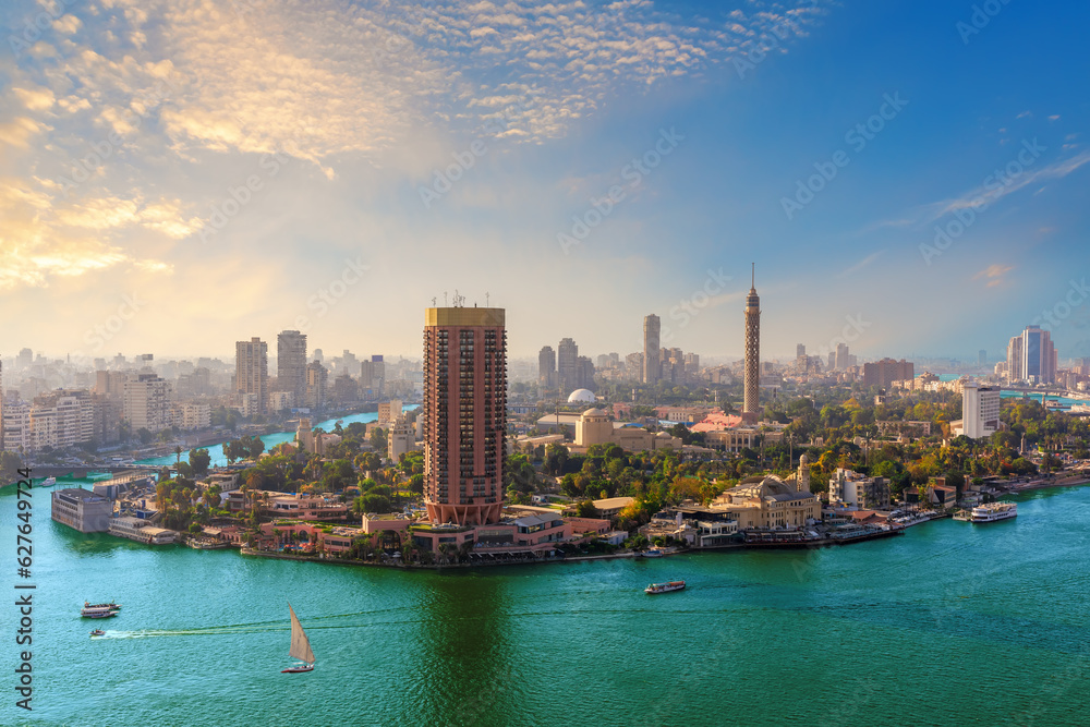 Gezira island and the downtown of Cairo in the Nile, Egypt
