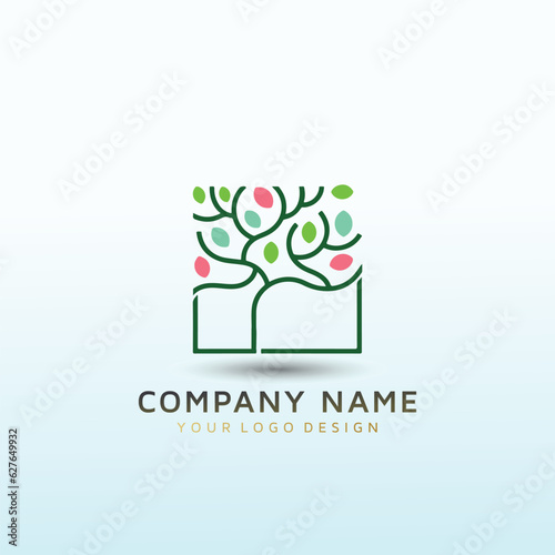 grow tree home vector logo design