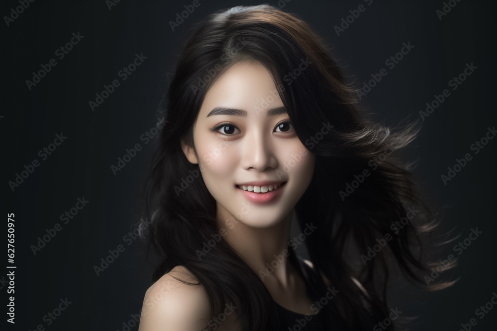 an exquisite black gown, the young Asian woman exudes elegance and luxury, epitomizing a contemporary fashion style with a dark mood and tone. Generative AI. an exquisite black gown, the young Asian woman exudes elegance and luxury, epitomizing a contemporary fashion style with a dark mood and tone. Generative AI.