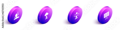 Set Isometric Alcoholism, Depression and frustration, Schizophrenia and Encephalogram icon. Vector