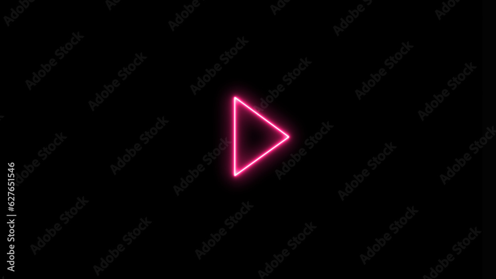 Neon shine play button with neon circle. Neon glowing play button. Neon shine play button with neon circle. Neon glowing play button.