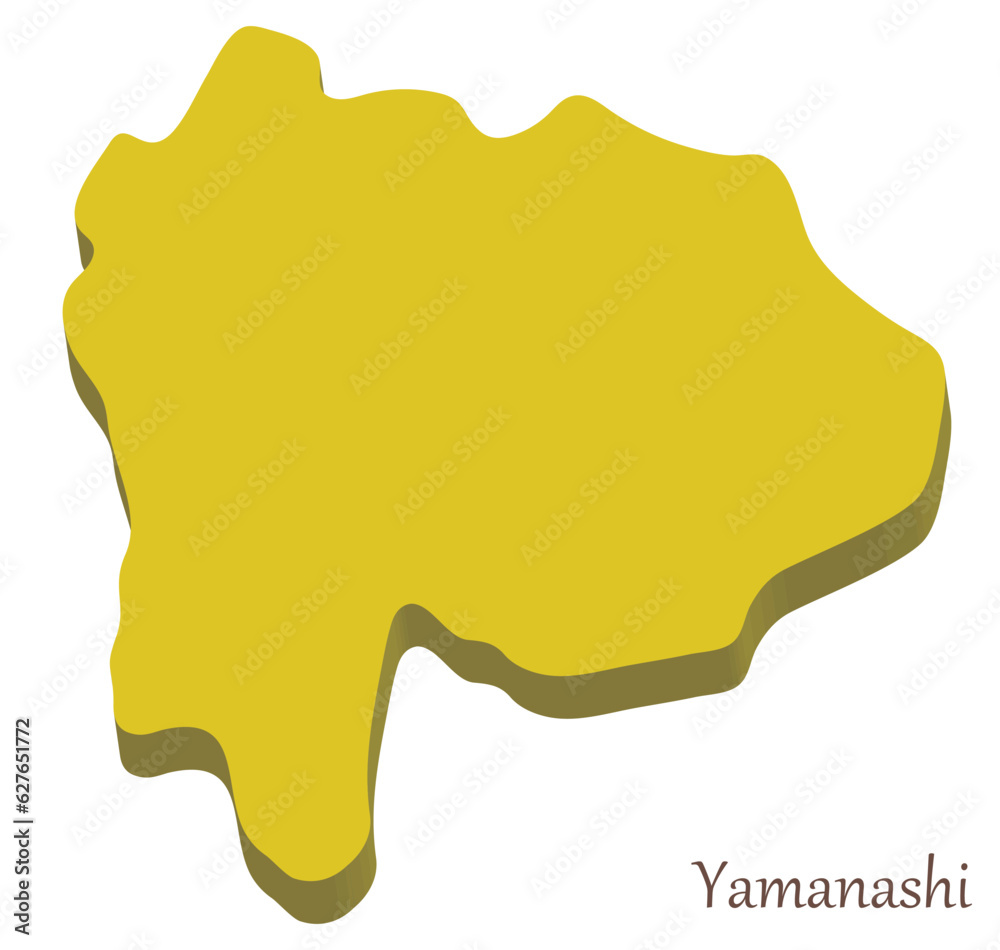 山梨県の立体的な地図、シンプルでスタイリッシュ 山梨県の立体的な地図、シンプルでスタイリッシュ