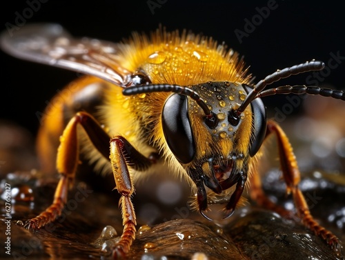 Close-up highly detailed MACRO shot of the bee generative ai © Generative Ai