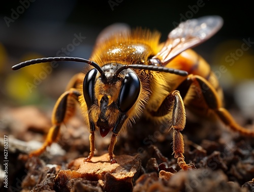 Close-up highly detailed MACRO shot of the bee generative ai