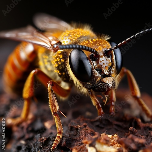 Close-up highly detailed MACRO shot of the bee generative ai © Generative Ai