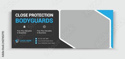Security Service Timeline Cover Design, Body Guard, cctv camera, Website security service, technology service design